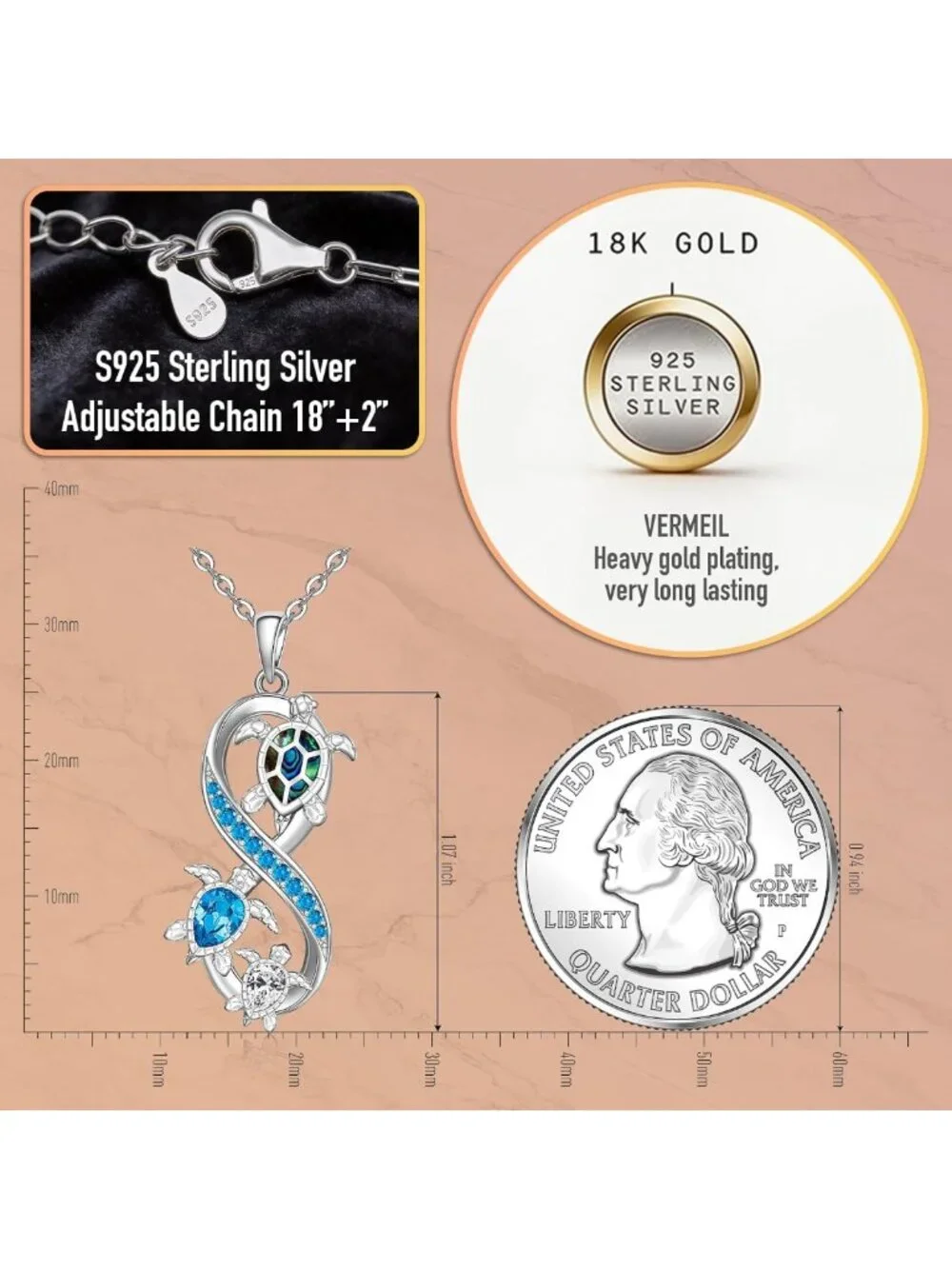 Sterling Silver Sea Turtle Pendant Necklace for Women | Blue Opal Ocean Jewelry